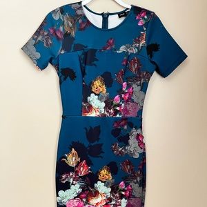 ASOS Body on Midi Scuba Floral Print Dress Size: 6